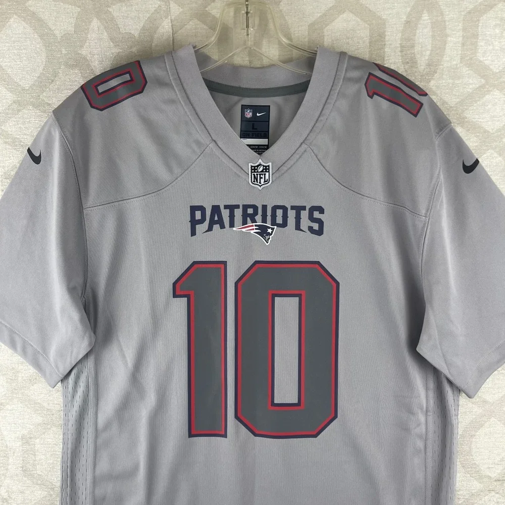 Nike New England Patriots Youth L Mac Jones #10 Gray Jersey On‎ Field Excellent